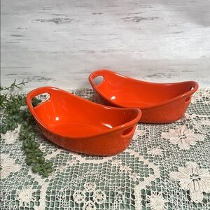 Rachael Ray 2 Ramekins 12 oz Orange Bakeware Casserole Dishes